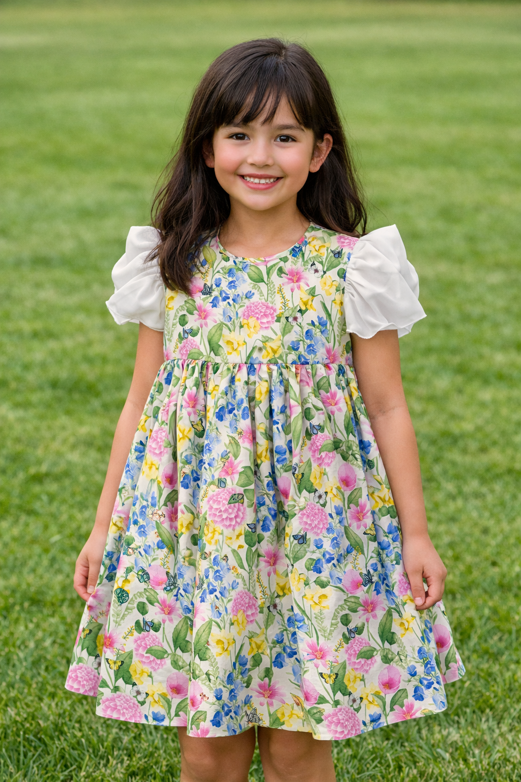 Laze Handmade Floral  Dress for Girls