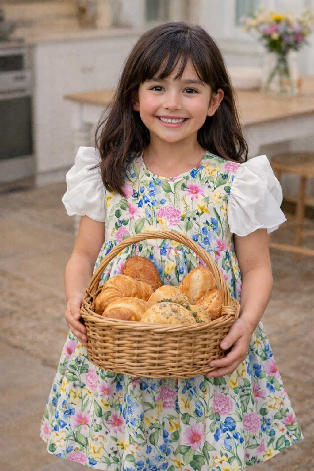 Laze Handmade Floral  Dress for Girls