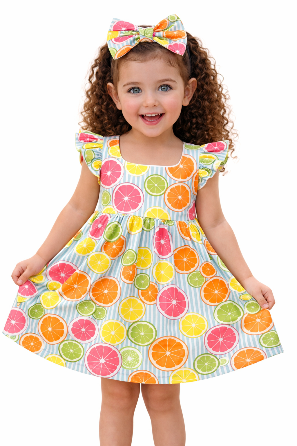 Citrus Sunshine Girls Dress, Handmade Toddler Dress, Summer Kids Dress, Orange Print Dress, Birthday Outfit