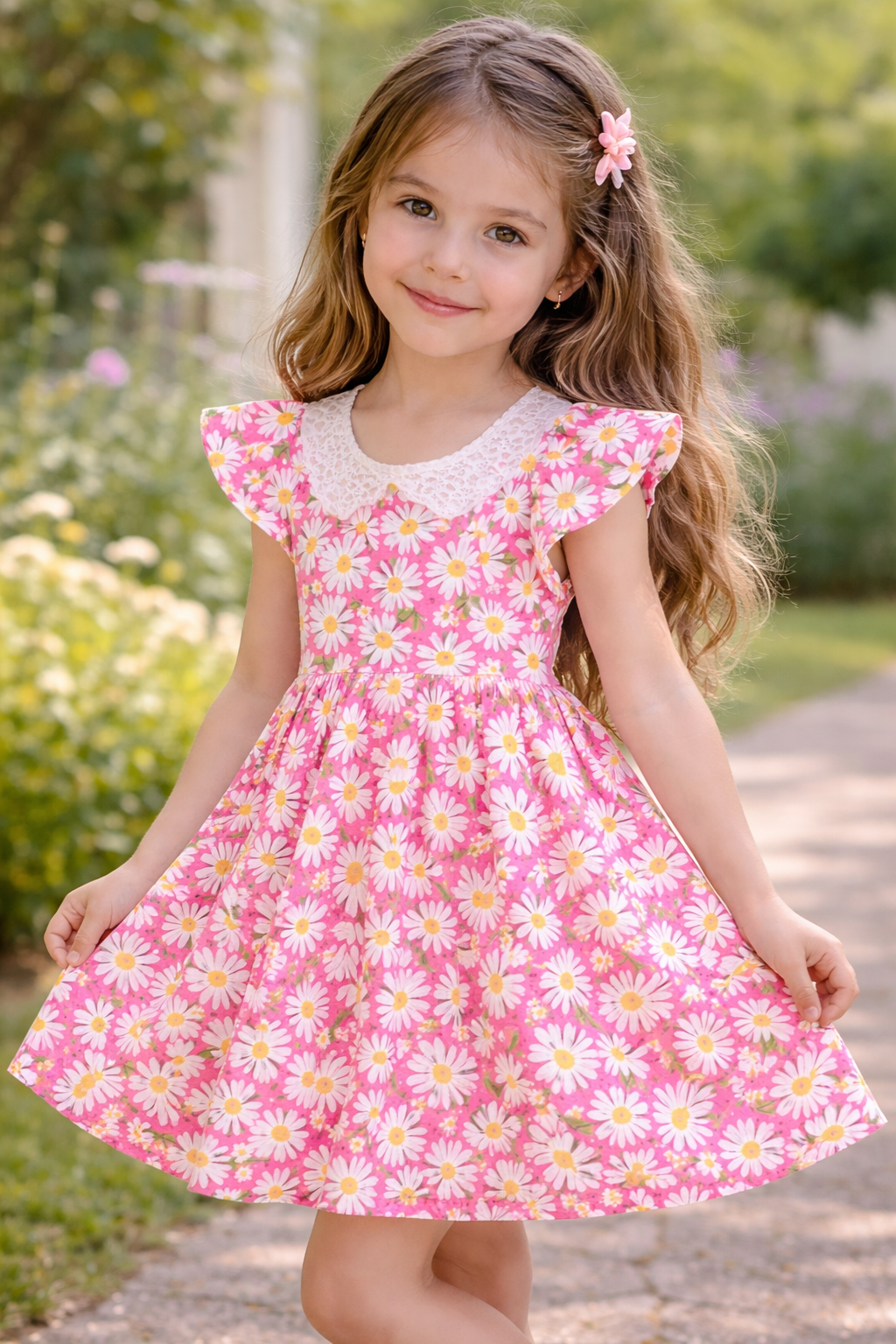 Sweet Daisy Dress for Girls | Handmade by Lazé Handmade 🌼