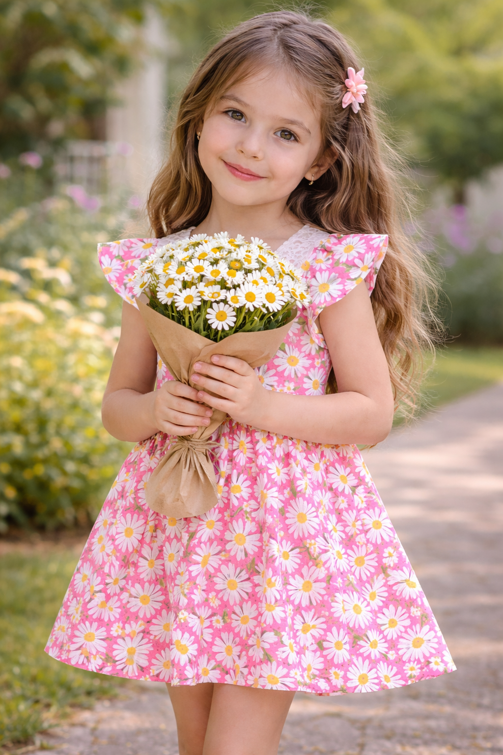 Sweet Daisy Dress for Girls | Handmade by Lazé Handmade 🌼