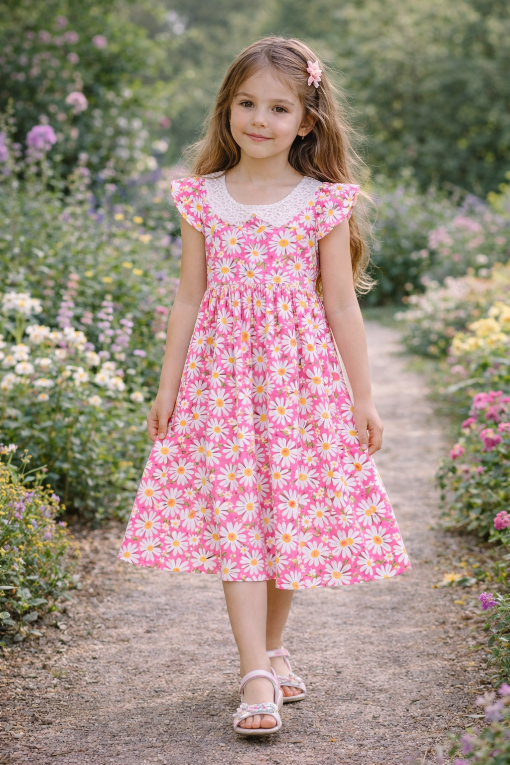 Sweet Daisy Dress for Girls | Handmade by Lazé Handmade 🌼