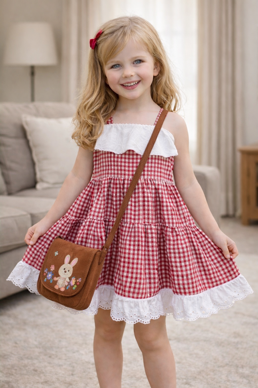 LAZE Cherry Picnic Gingham Dress – Handmade Girls Summer Dress