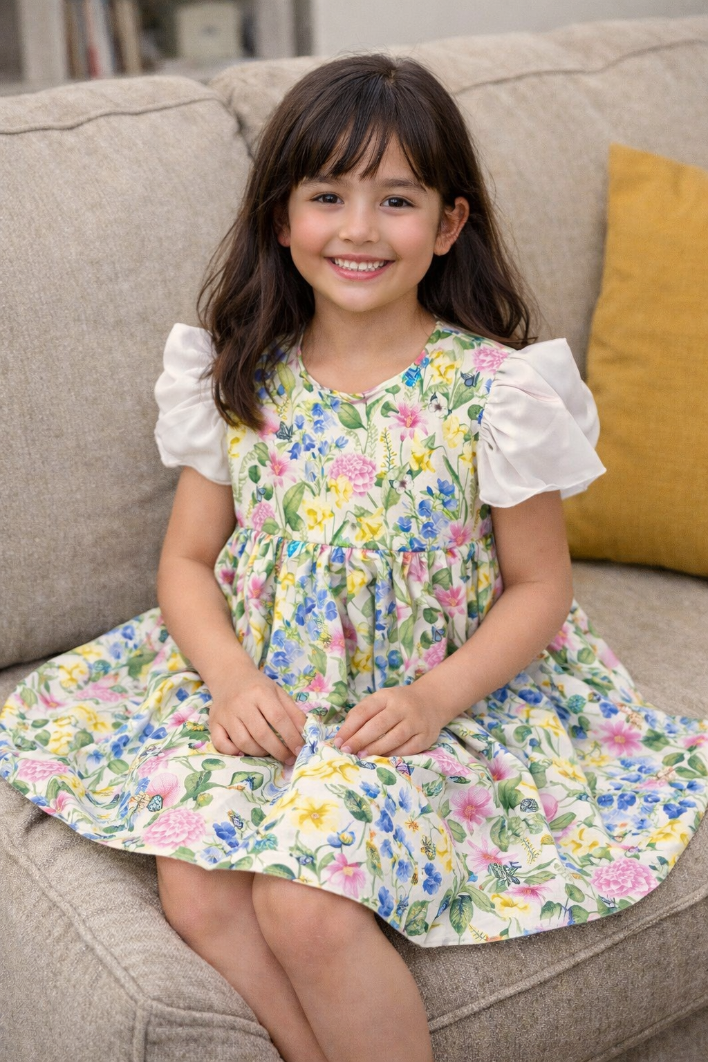 Laze Handmade Floral  Dress for Girls