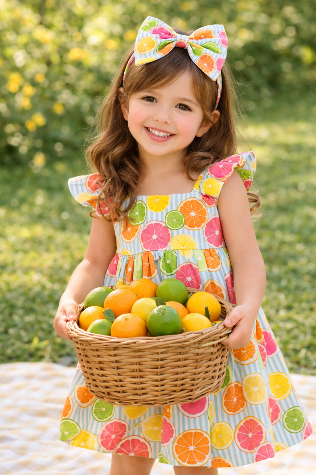 Citrus Sunshine Girls Dress, Handmade Toddler Dress, Summer Kids Dress, Orange Print Dress, Birthday Outfit