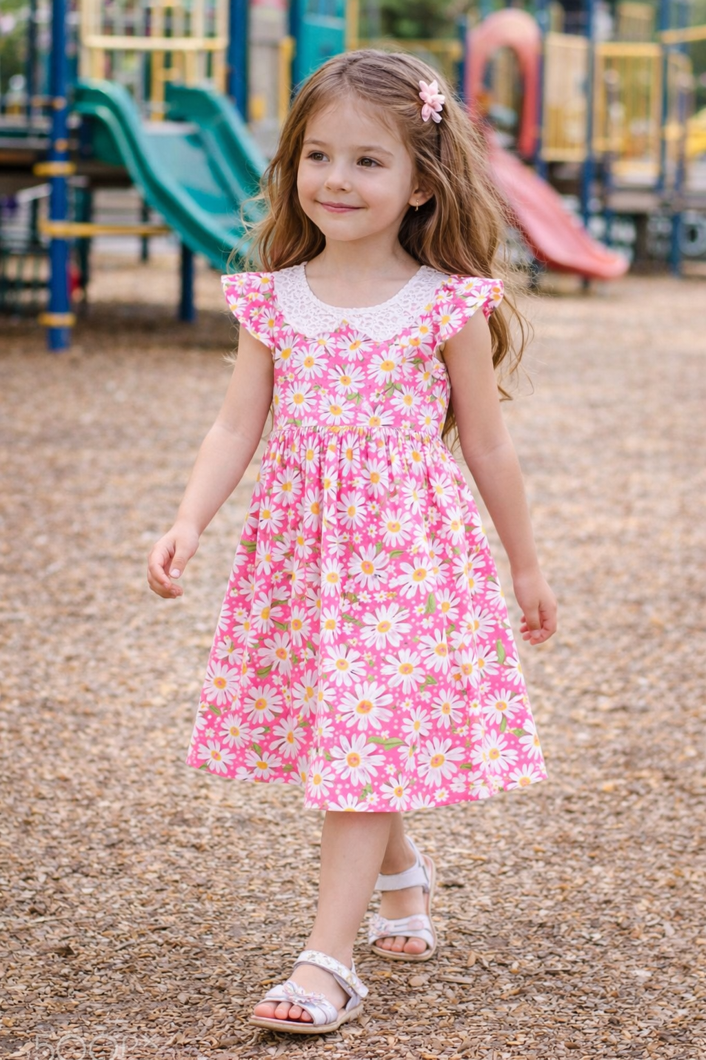 Sweet Daisy Dress for Girls | Handmade by Lazé Handmade 🌼
