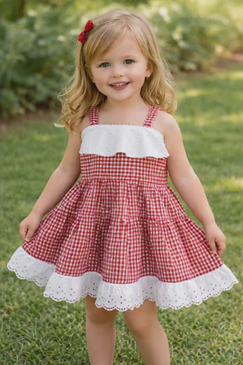 LAZE Cherry Picnic Gingham Dress – Handmade Girls Summer Dress