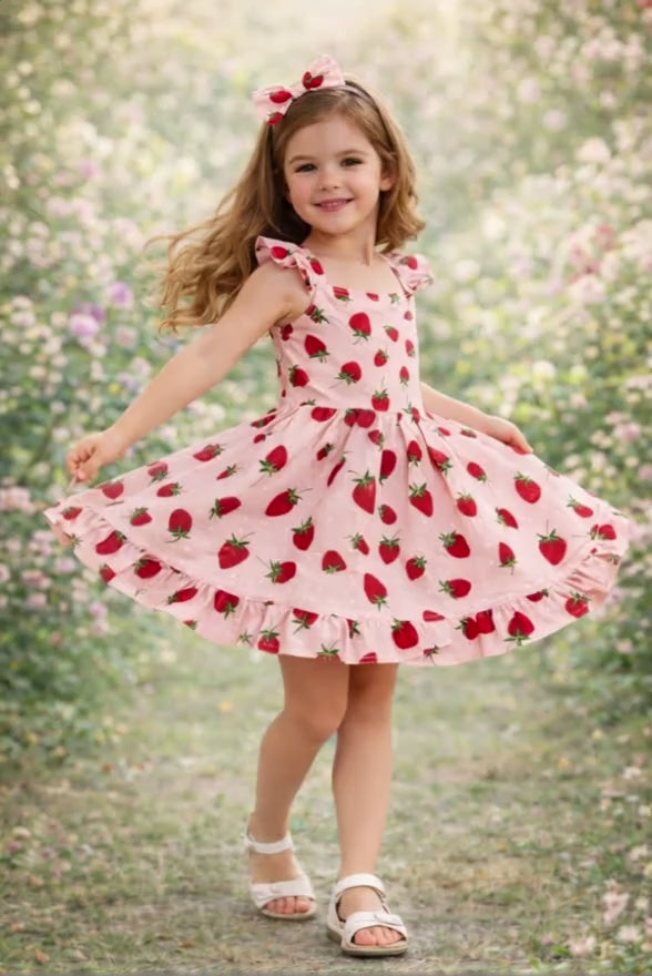 Strawberry Girl Dress Sweet & Charming Handmade Outfit