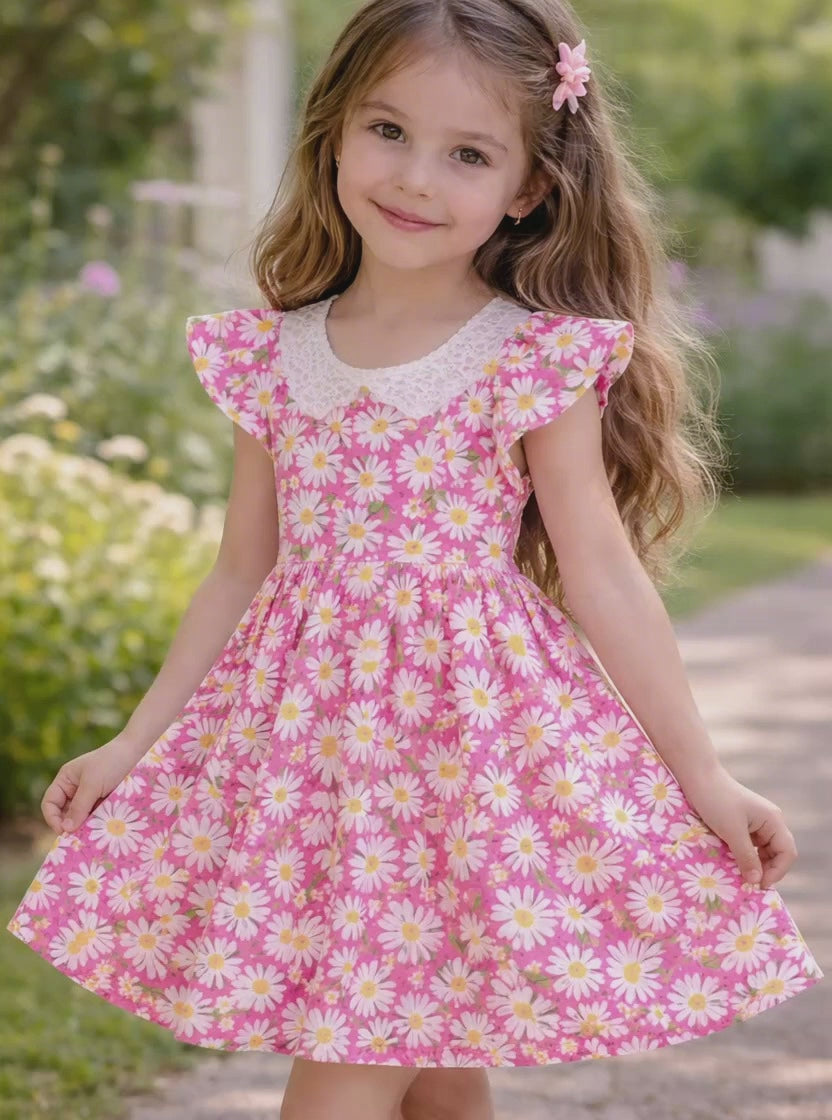 Sweet Daisy Dress for Girls | Handmade by Lazé Handmade 🌼